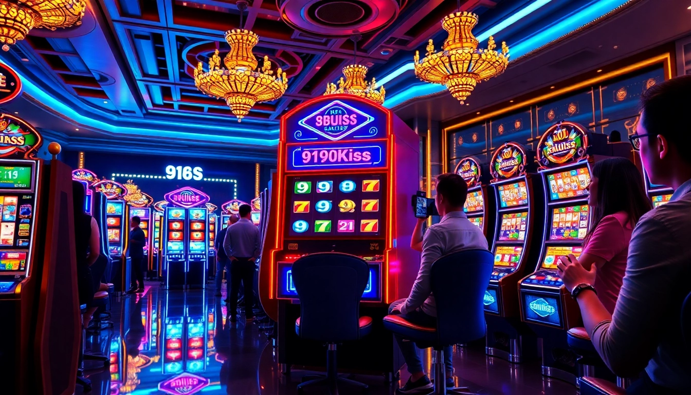 หมุน 918kiss slot ที่ตู้สล็อตในคาสิโนที่หรูหราพร้อมกับไฟที่สว่างสดใส