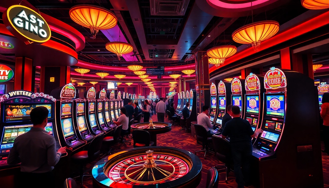 Players celebrating big wins on exciting toto slot machines in a luxurious casino setting.