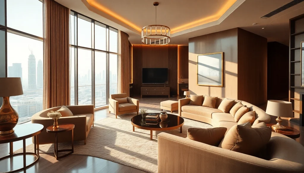 Showcasing luxurious interior design dubai with elegant furniture and sophisticated decor.