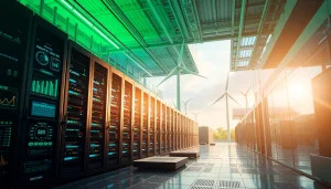 Cluod mining facility powered by renewable energy with advanced AI technology.