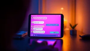 Engaging chat screen showcasing AI sexting interactions with vibrant colors and emojis.