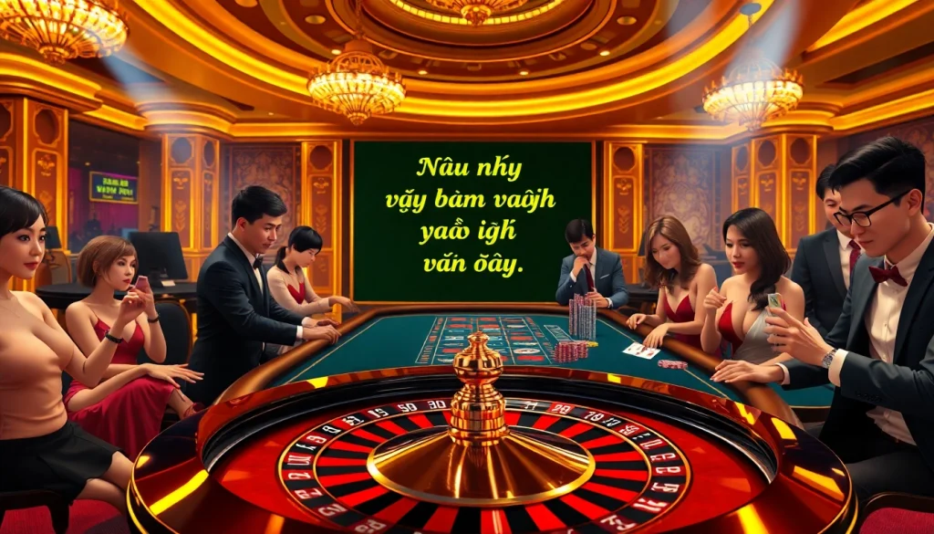 Excited players strategizing at a glamorous casino table as they engage in games, exploring opportunities with "Nếu như vậy bám vào đây".