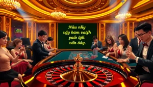Excited players strategizing at a glamorous casino table as they engage in games, exploring opportunities with "Nếu như vậy bám vào đây".