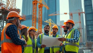 Engaged team of Manhattan Commercial General Contractor professionals collaborating on-site.