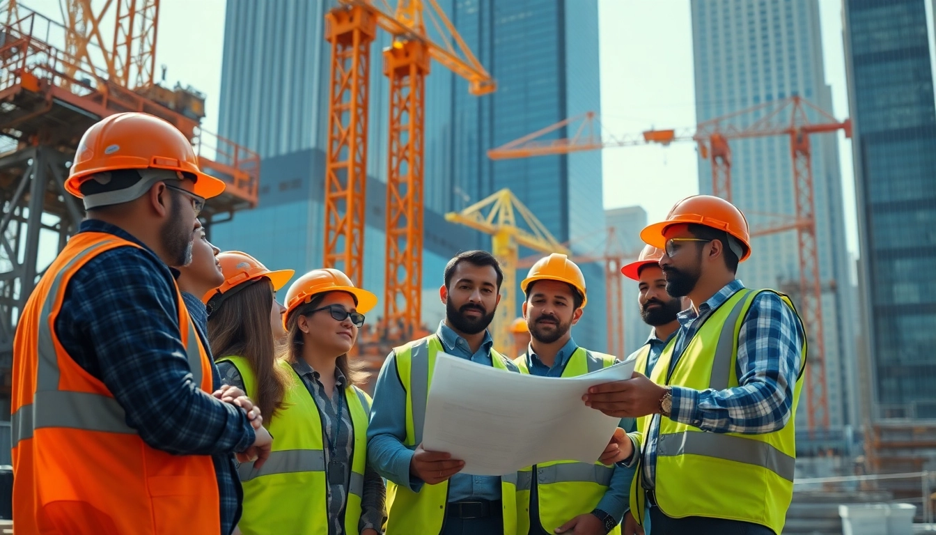 Engaged team of Manhattan Commercial General Contractor professionals collaborating on-site.