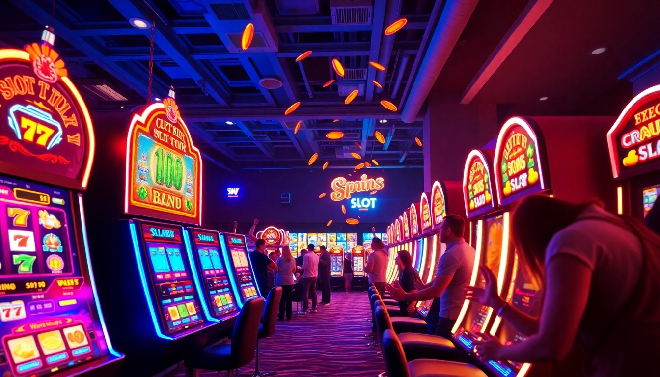 Exciting scene featuring players at hoki138 pro slot machines celebrating big wins in a vibrant casino.