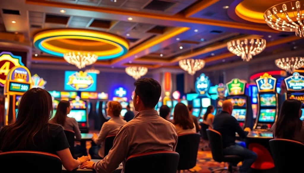 Engaging players at online casinos in Alberta enjoying a vibrant casino atmosphere.