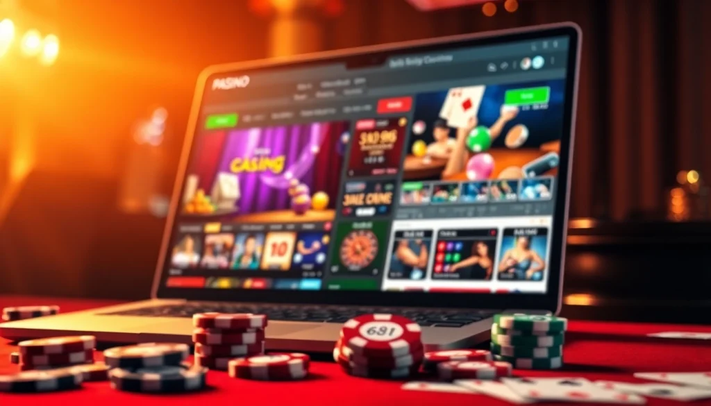 Visual yang menarik dari antarmuka situs deposit 5k yang menampilkan permainan kasino pada perangkat elegan.