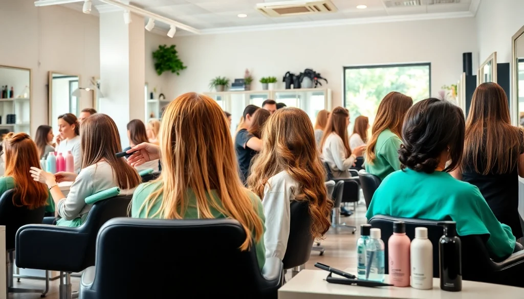 Salon coafura Craiova cu stilisti talentati pregatind coafuri pentru clienti.