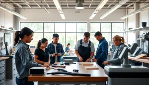 Students engaged in hands-on learning at hawaii trade schools showcasing teamwork and technology.