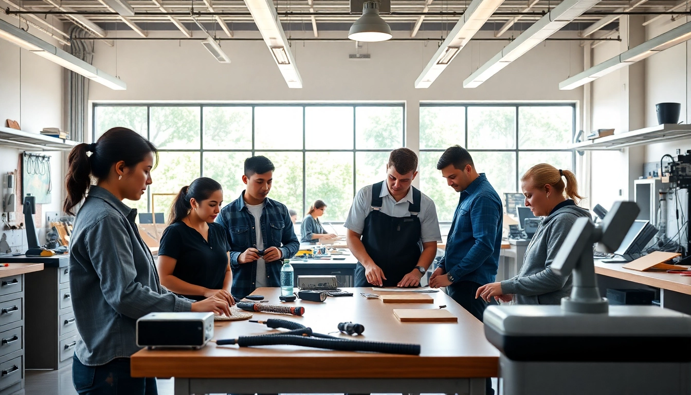 Students engaged in hands-on learning at hawaii trade schools showcasing teamwork and technology.