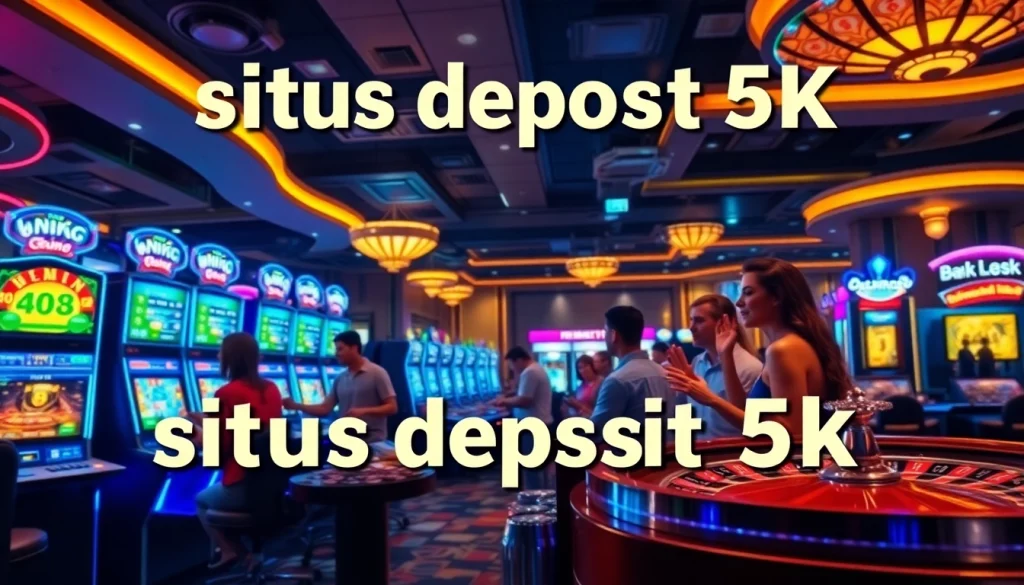 Players enjoying situs deposit 5k slots at a vibrant casino table.