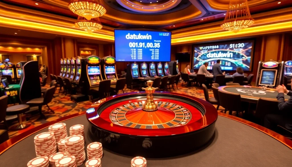 Rasakan sensasi datukwin di kasino yang hidup dengan chip poker dan roulette.