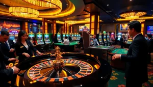 Experience the thrill of Trang game Haywin at a luxurious casino with vibrant gaming activities.