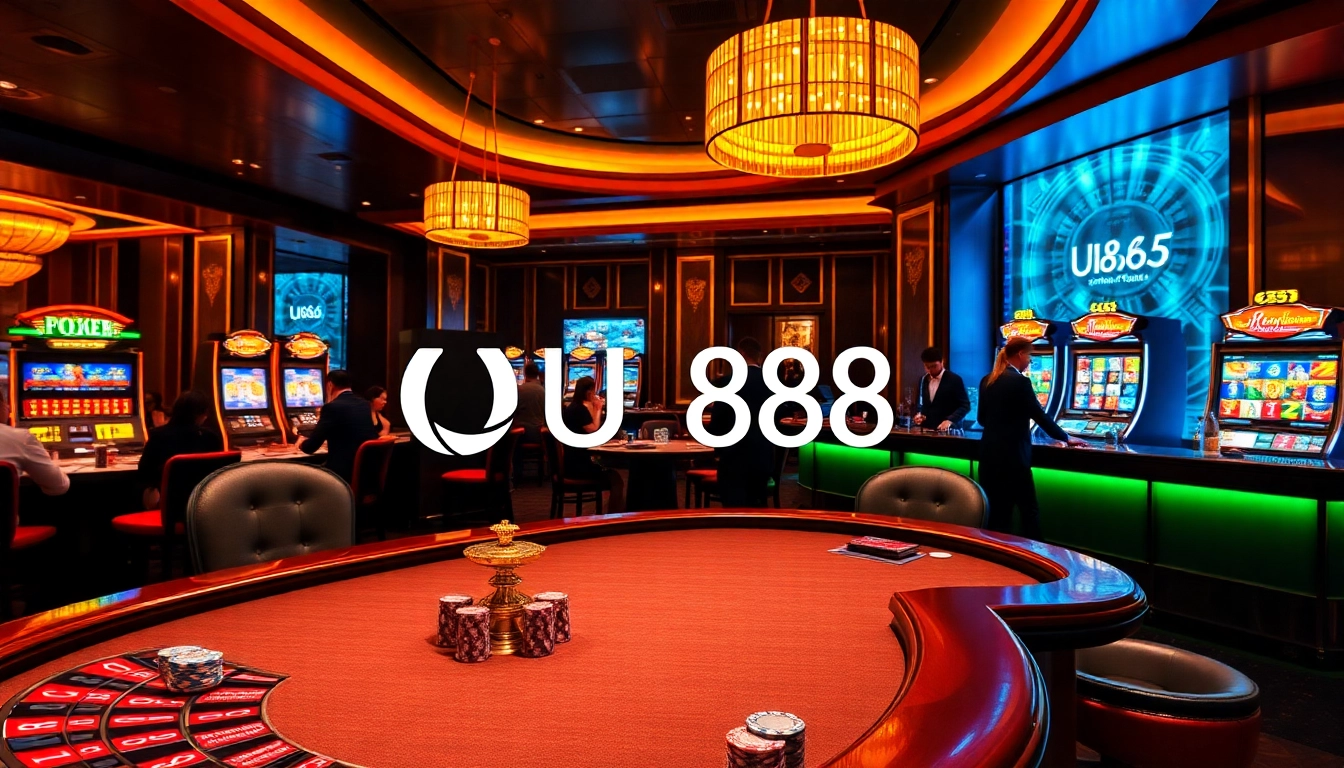 Experience the excitement of U888 at a luxurious casino with poker, slots, and roulette.