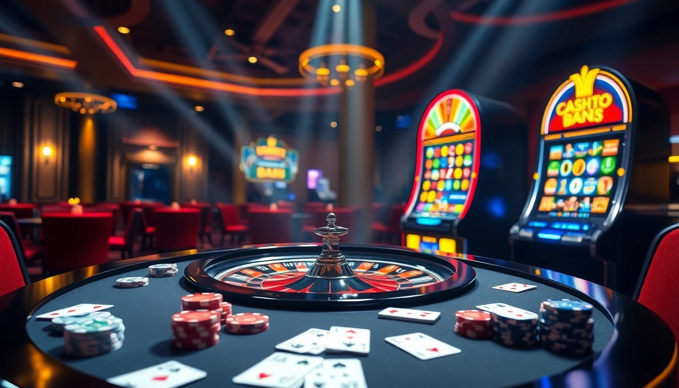 RR88's vibrant casino atmosphere featuring roulette, poker chips, and dynamic slot machines.