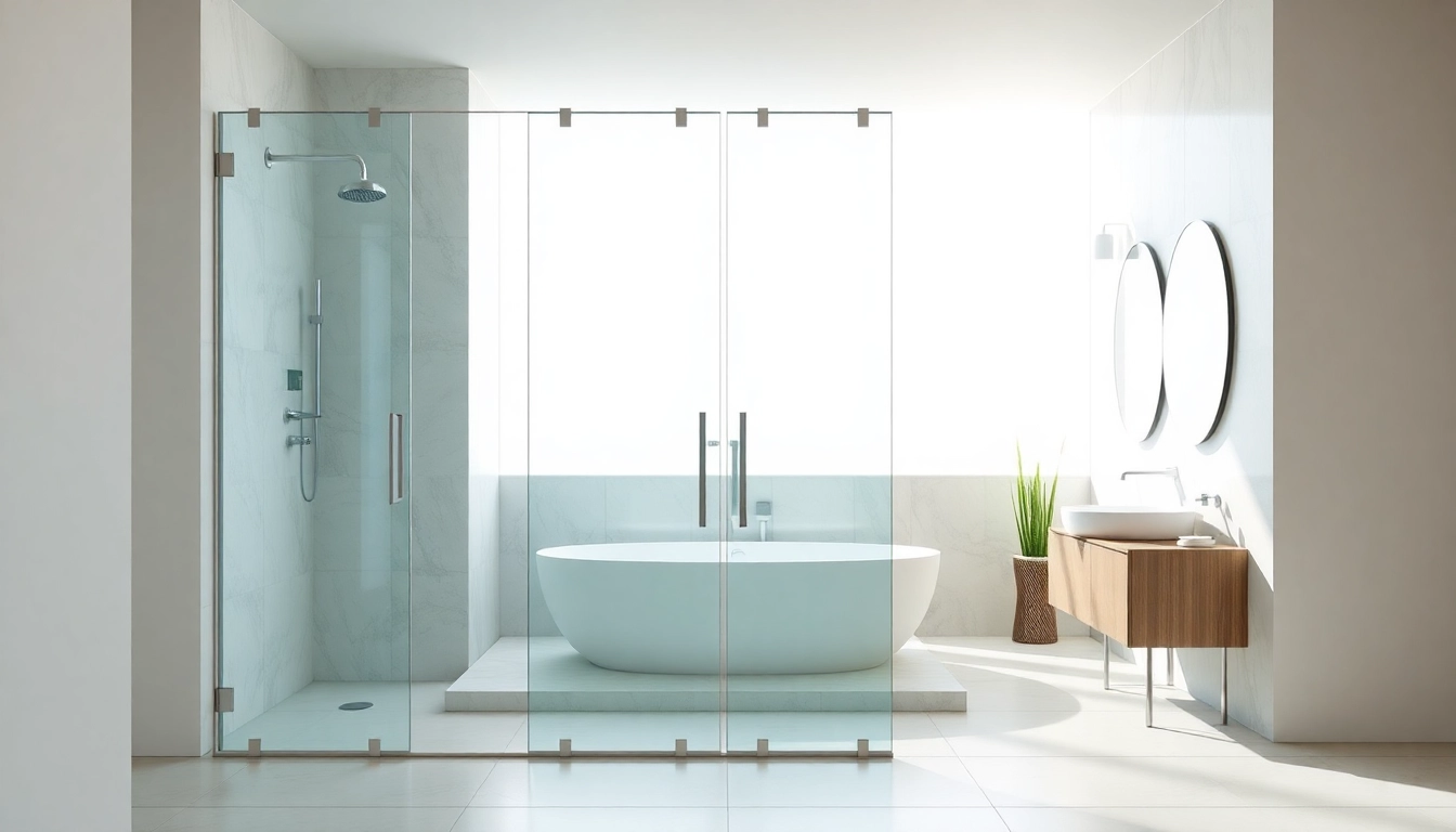 Explore stunning sunney shower doors enhancing a contemporary bathroom design.