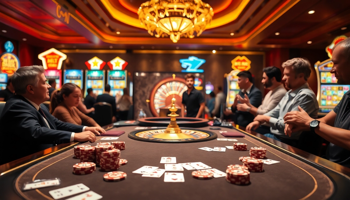 Playing poker at PS99 casino with vibrant tables and luxurious atmosphere.