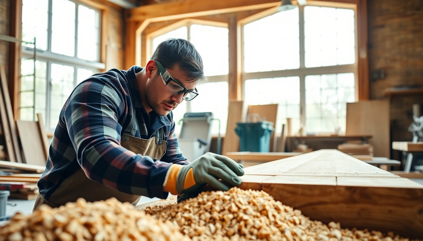Find Carpentry Apprenticeship Near Me with a carpenter at work in a well-lit workshop.