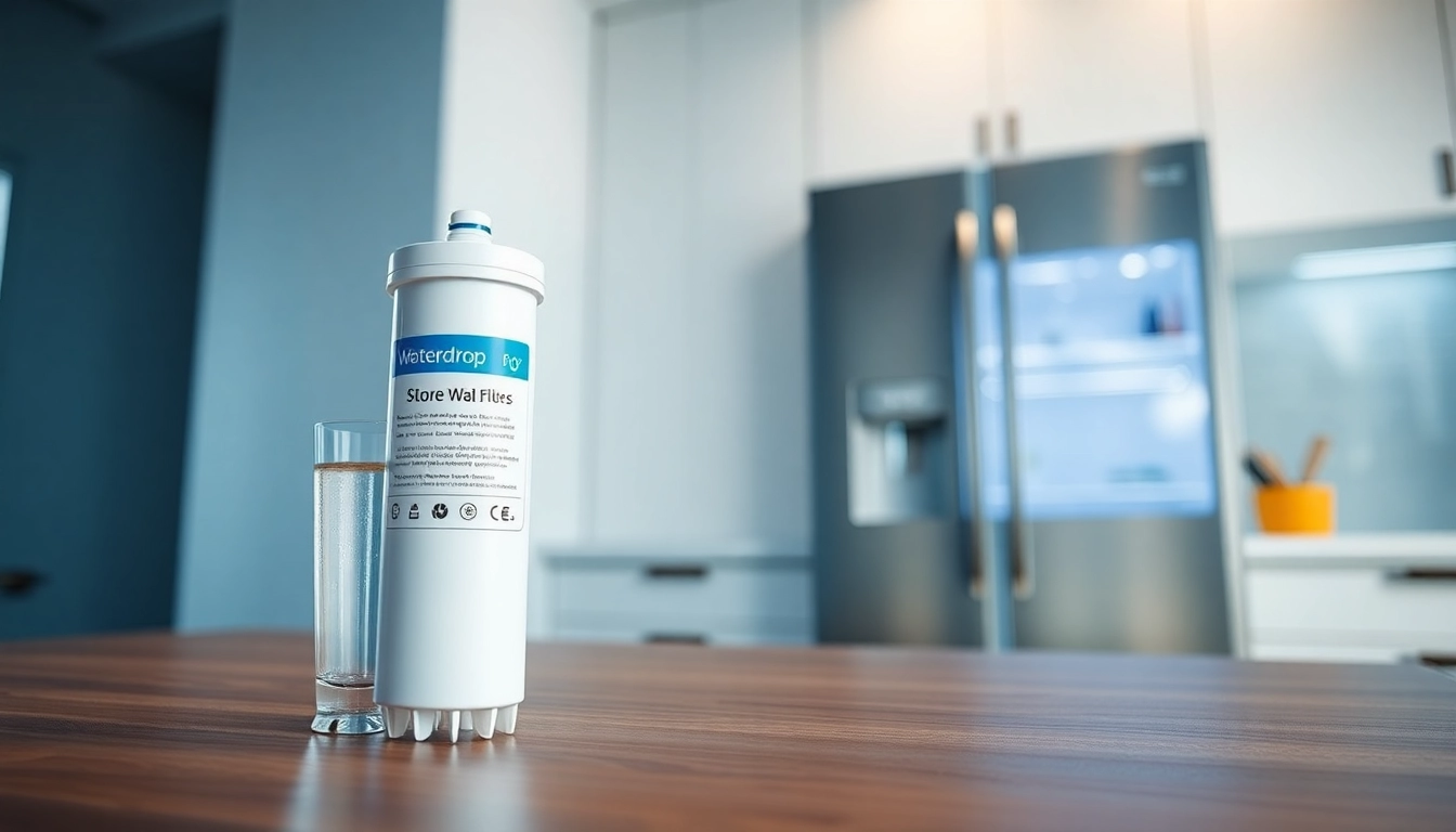 Waterdrop WD-F08 Replacement for 4396841 water filter showcased in a modern kitchen, emphasizing quality and freshness.
