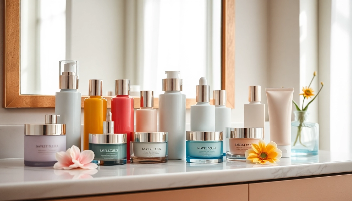 Kosmetika odos priežiūros produktai gražioje aplinkoje.