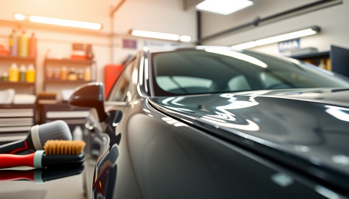 Enhance your car's appearance with a car detailing near me service in a modern garage.
