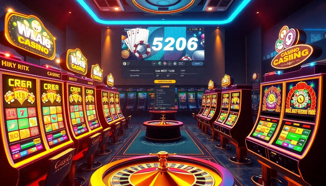 Experience seamless login Naga169 anti blokir at an upscale online casino featuring vibrant slot machines.