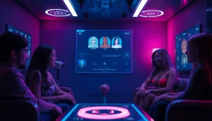 Engaging NSFW AI chatbot interface in a cozy digital lounge setting