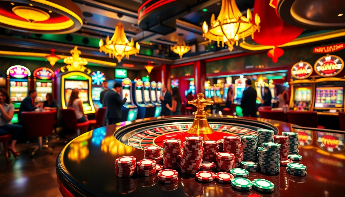 Exciting casino scene with vibrant colors showcasing exclusive free porn games and thrilling gambling experiences.