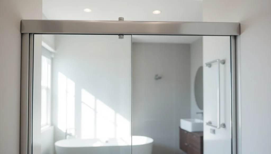 Showcasing a modern sliding door shower screen with elegant design and smooth operation.