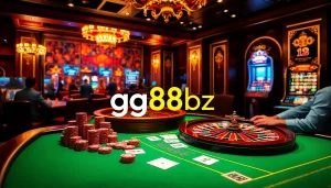 Engaging casino scene with players enjoying poker and roulette at gg88bz.
