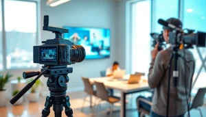 Engaging corporate video production toronto scene showcasing a videographer in action.