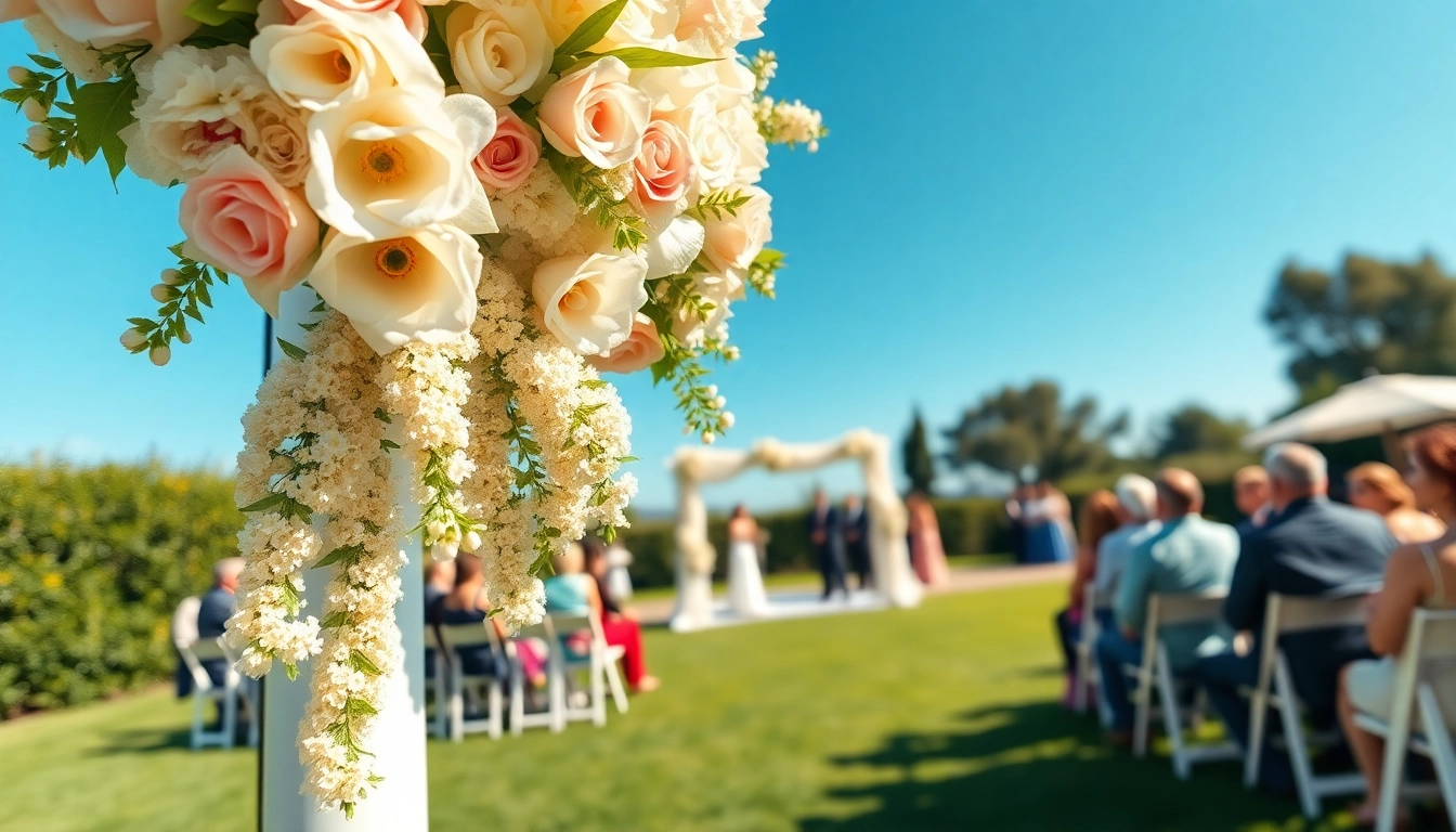 Set the scene for northern california wedding venues with an elegant outdoor ceremony and floral arch.