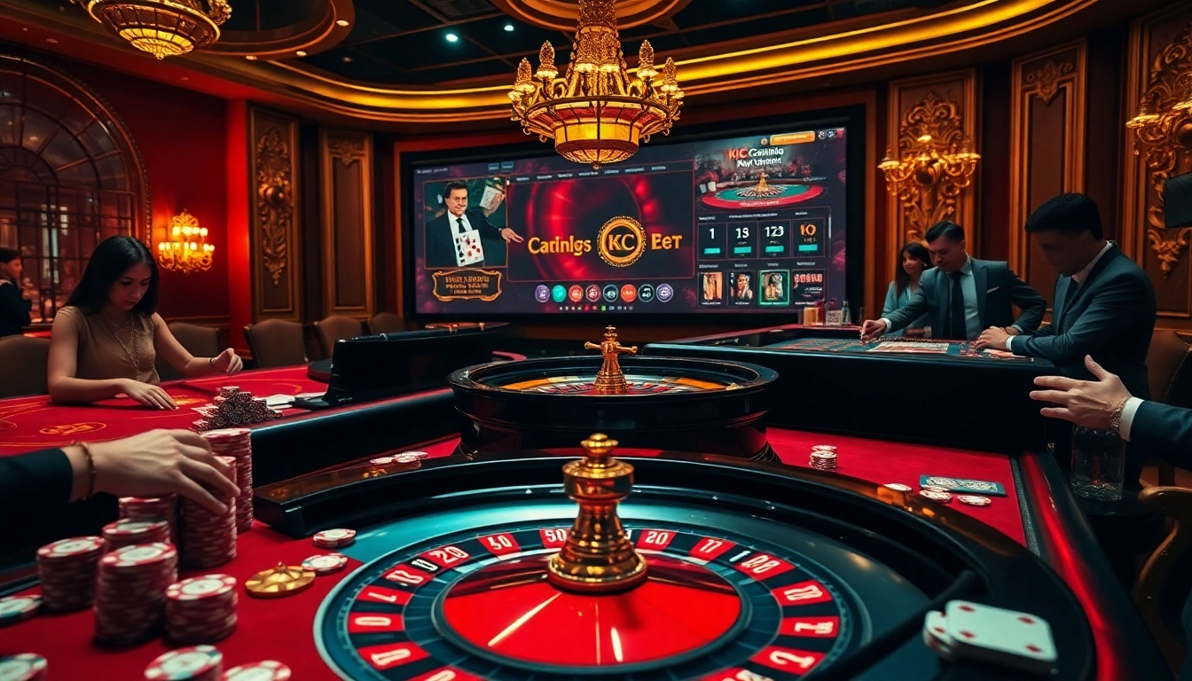 Players are engaged in an exciting gambling game at https://www.kjc.global/, showcasing luxury and dynamic action.