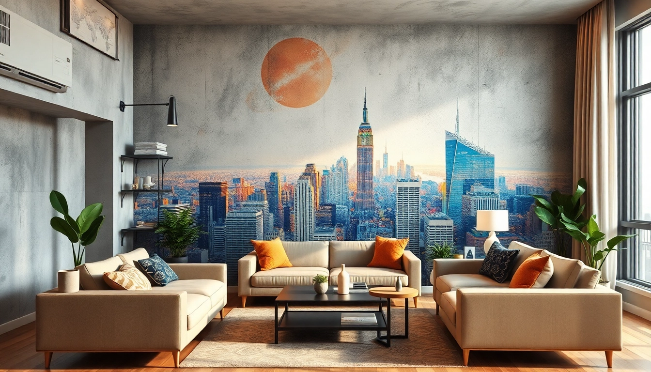 Przekształć swoją przestrzeń za pomocą innowacyjnych muralów drukowanych ścienne, przedstawiających tętniące życiem pejzaże miejskie.