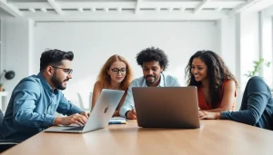 Developers at a web development company collaborating on innovative digital projects.