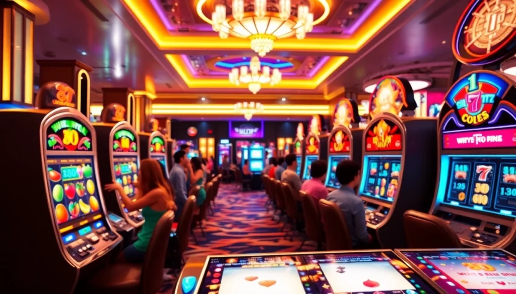 Nikmati permainan slot777 dengan mesin slot warna-warni dan suasana kasino yang meriah.