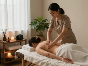 Swedish massage therapy scene showcasing relaxation at https://www.makangs.com/region/국내/서울-/마사지-스웨디시 with calming atmosphere and professional therapist.