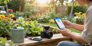 Rainpoint Irrigation Controllers enabling efficient watering in a vibrant garden setting.